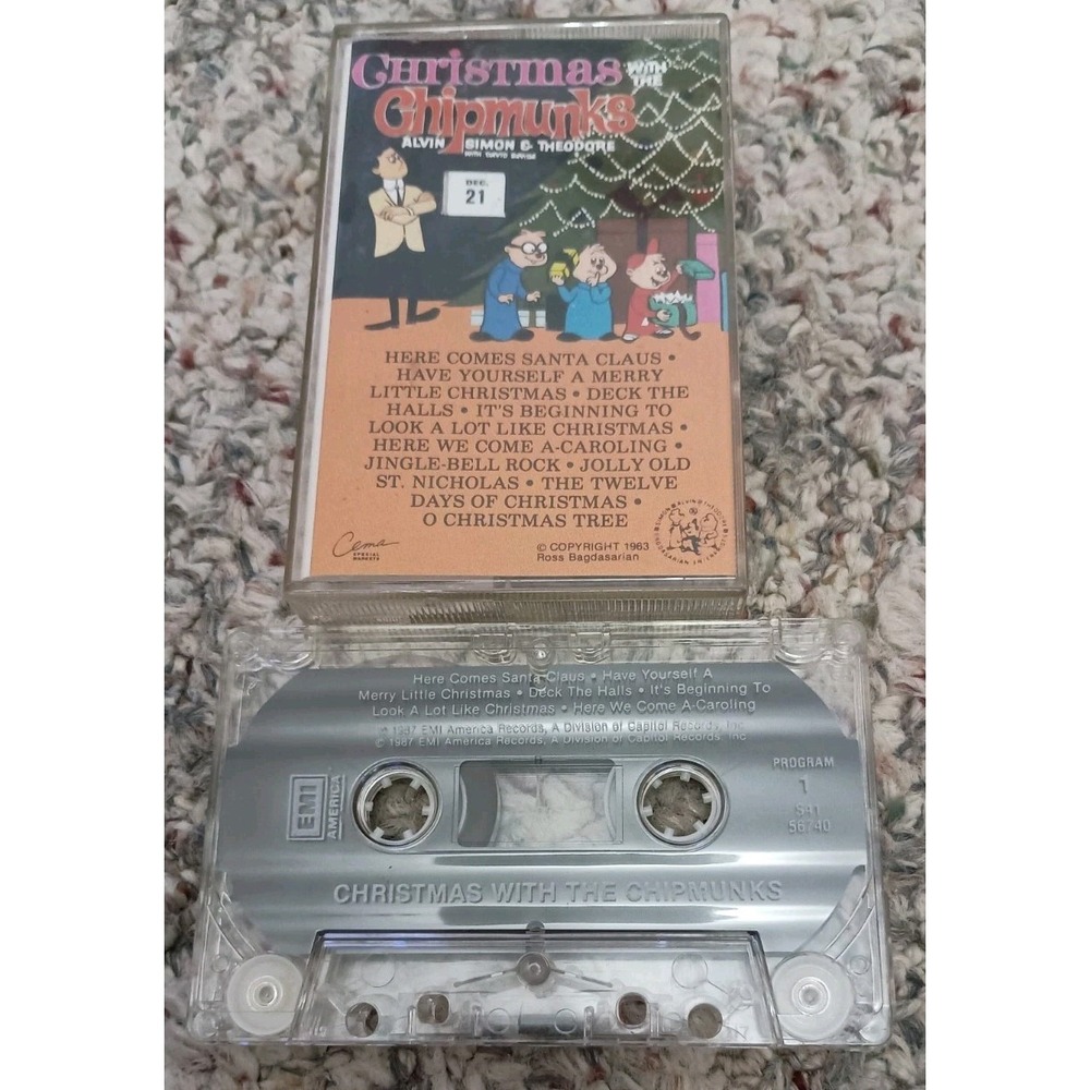 Christmas With The Chipmunks Alvin Simon Theodore Cassette Tape 1987 EMI 56740